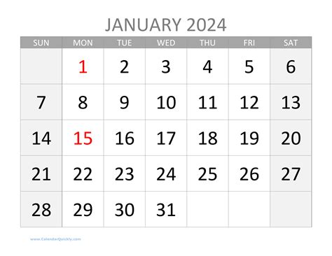 2024 Printable Monthly Calendar.